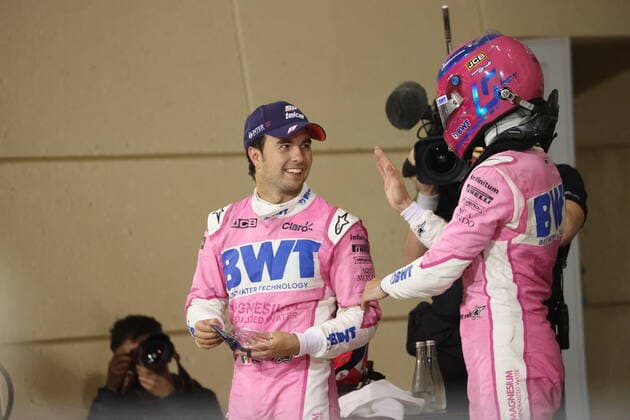 Motorsports: FIA Formula One World Championship, WM, Weltmeisterschaft 2020, Grand Prix of Sakhir, 11 Sergio Perez (MEX, BWT Racing Point F1 Team), 18 Lance Stroll (CAN, BWT Racing Point F1 Team), Sakhir Bahrain