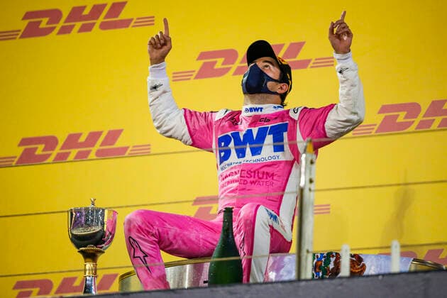 PEREZ Sergio (mex), Racing Point F1 RP20 celebrates his first win in F1 during the Formula 1 Rolex Sakhir Grand Prix 2020, from December 4 to 6, 2020 on the Bahrain International Circuit, in Sakhir, Bahrain FORMULE 1 : Grand Prix de Sakhir - 06 12 20202 DPPI PANORAMIC  00120035__GDN1388