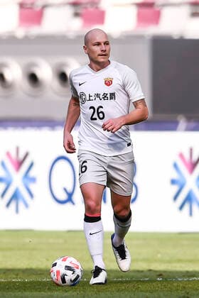 Australian professional football player Aaron Mooy of Shanghai SIPG F.C. keeps the ball during the group match of 20 21 AFC Champions League (ACL) against Vissel Kobe, Doha city, Qatar, 7 December 2020. Vissel Kobe defeated Shanghai SIPG F.C. with 2-0.