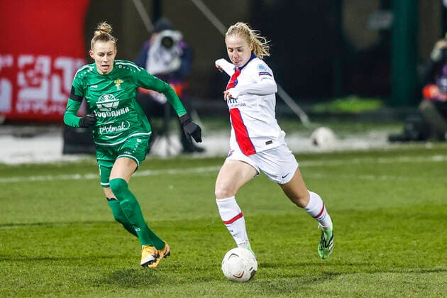 10.12.2020 LECZNA, POLSKA ( LECZNA, POLAND) PILKA NOZNA KOBIET (WOMEN S FOOTBALL) UEFA LIGA MISTRZOW KOBIET 2020 2021 ( UEFA WOMEN S CHAMPIONS LEAGUE 202 2021 ), 1 16 FINALU ( ROUND OF 32) MECZ (GAME) GKS GORNIK LECZNA - PARIS SAINT GERMAIN NZ JOLANTA SIWINSKA, PAULINA DUDEK FOTO LUKASZ GROCHALA CYFRASPORT NEWSPIX.PL --- Newspix.pl  20201210CSLG0005