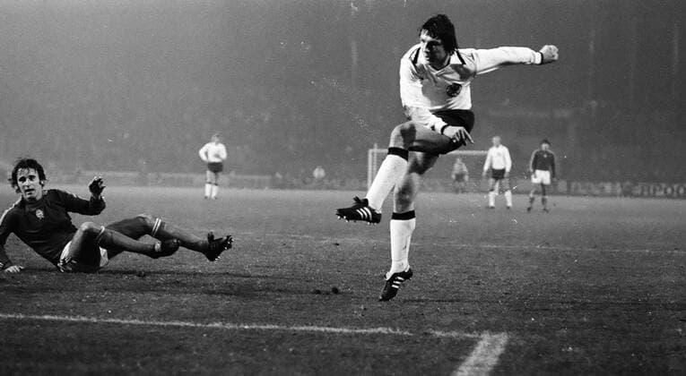 02.04.1988 Deutschland - Ungarn Deutschland, Frankfurt, 15.11.1978, Fussball, DFB Deutschland - Ungarn (0:0): Klaus Fischer (Deutschland).
