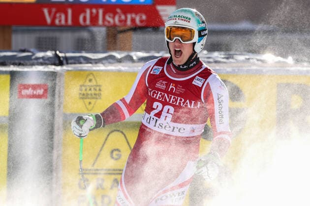 Bilder des Jahres 2020, Sport 12 Dezember Sport Themen der Woche KW50 ALPINE SKIING - FIS WC Val d Isere VAL D ISERE,FRANCE,13.DEC.20 - ALPINE SKIING - FIS World Cup, downhill, men. Image shows the rejoicing of Otmar Striedinger (AUT). GEPAxpictures xPatrickxSteiner