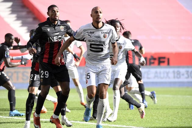 29 JEFF REINE ADELAIDE (NICE) - 15 STEVEN NZONZI (REN) FOOTBALL : Nice vs Rennes - Ligue 1 Uber Eats - 13 12 2020 FEP Panoramic 