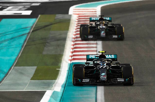 Motorsports: FIA Formula One World Championship, WM, Weltmeisterschaft 2020, Grand Prix of Abu Dhabi Motorsports: FIA Formula One World Championship 2020, Grand Prix of Abu Dhabi, 77 Valtteri Bottas (FIN, Mercedes-AMG Petronas Formula One Team), 44 Lewis Hamilton (GBR, Mercedes-AMG Petronas Formula One Team),