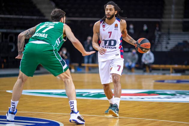 2020-12-15 Kaunas Lithuania. Basketball team Zalgiris Kaunas plays vs Baskonia Vitoria Gasteiz Euroleague game at Zalgiris arena in Kaunas on Tuesday 15 of December 2020. 7PIERRIA HENRY 77 JOFFREY LAUVERGNE. Vilnius Lithuania  Copyright: xKarolisxKavolelisx euroleague basketball
