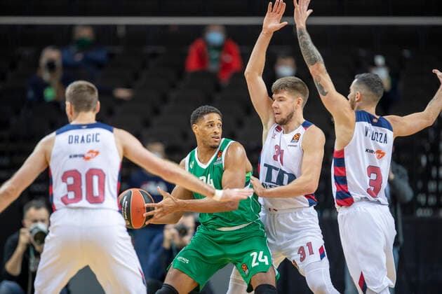 2020-12-15 Kaunas Lithuania. Basketball team Zalgiris Kaunas plays vs Baskonia Vitoria Gasteiz Euroleague game at Zalgiris arena in Kaunas on Tuesday 15 of December 2020. 30ZORAN DRAGIC 31ROKAS GIEDRAITIS 24AUGUSTINE RUBIT 3LUCA VILDOZA. Vilnius Lithuania  Copyright: xKarolisxKavolelisx euroleague basketball