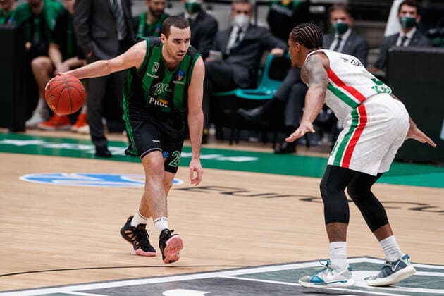 December 15, 2020, Badalona, Spain: Ferran Bassas of Club Joventut Badalona in action with Isaiah Canaan of UNICS Kazan during the 7 days Eurocup match between Club Joventut Badalona and UNICS Kazan at Pabellon Olimpico de Badalona in Barcelona, Spain. Badalona Spain - ZUMAd159 20201215_zia_d159_001 Copyright: xDavidxRamirezx