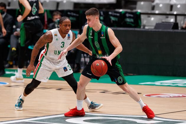 December 15, 2020, Badalona, Spain: Neno Dimitrijevic of Club Joventut Badalona in action with Isaiah Canaan of UNICS Kazan during the 7 days Eurocup match between Club Joventut Badalona and UNICS Kazan at Pabellon Olimpico de Badalona in Barcelona, Spain. Badalona Spain - ZUMAd159 20201215_zia_d159_033 Copyright: xDavidxRamirezx