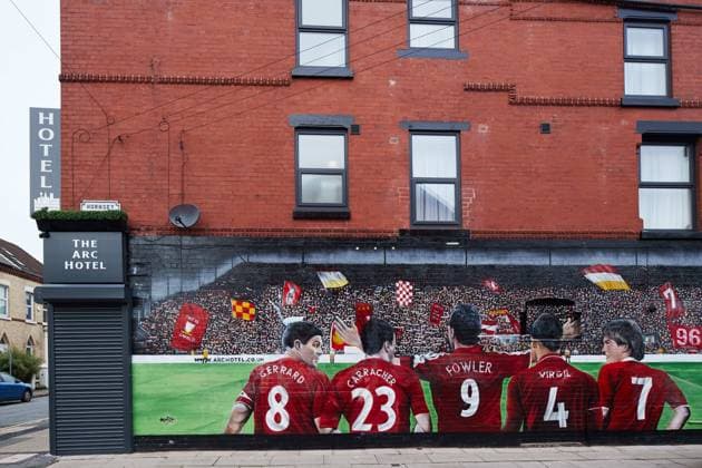 Street murals relating to football . Picture date: 16th December 2020. Picture credit should read: John Clifton Sportimage Steven Gerrard, Jamie Carragher, Robbie Fowler, Virgil van Dijk and Kenny Dalglish on the side of a hotel in Hornsea Road in Liverpool EDITORIAL USE ONLY. No use with unauthorised audio, video, data, fixture lists, club league logos or live services. Online in-match use limited to 120 images, no video emulation. No use in betting, games or single club league player publications. SPI-0809-0015
