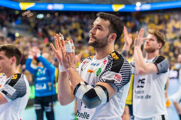 Mannheim, Deutschland 06. Maerz 2018: DHB Pokal - 17 18 - 1 4 - Rhein Neckar Loewen vs. SC DHfK Leipzig Bastian Roschek (Leipzig) unzufrieden enttäuscht enttaeuscht niedergeschlagen frustriert, DHB Pokal - 17 18 - 1 4 - Rhein Neckar Loewen vs. SC DHfK Leipzig