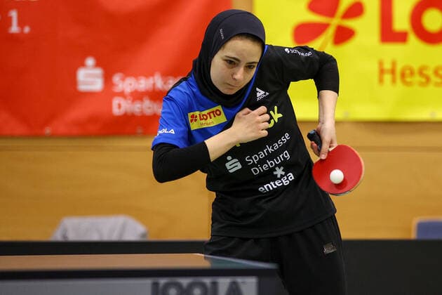 despor 19.12.2020 Tischtennis Damen 1.BL TSV Langstadt - SV Böblingen emspor, emonline, oespor, v.l., Dina Meshref (TSV Langstadt Tischtennis Damen 1.Bundesliga) Foto: Joaquim Ferreira