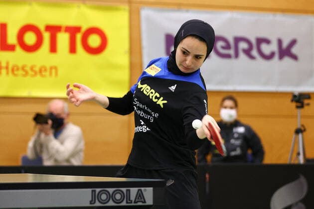 despor 19.12.2020 Tischtennis Damen 1.BL TSV Langstadt - SV Böblingen emspor, emonline, oespor, v.l., Dina Meshref (TSV Langstadt Tischtennis Damen 1.Bundesliga) Foto: Joaquim Ferreira