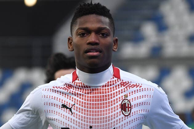 Rafael Leao of AC Milan celebrates after scoring the goal of 0-1 during the Serie A football match between US Sassuolo and AC Milan at Citta del Tricolore stadium in Reggio Emilia (Italy), December 20th 2020. Photo Andrea Staccioli Insidefoto andreaxstaccioli