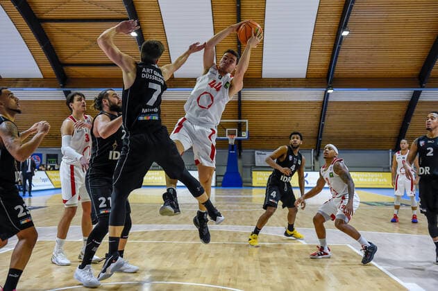 Barmer 2. Basketball Bundesliga ProB, Rheinstars Koeln vs. ART Giants Duesseldorf, 23.12.2020 Benedict van Laack (RheinStars Koeln 44), Barmer 2. Basketball Bundesliga ProB, Rheinstars Koeln vs. ART Giants Duesseldorf am 23.12.2020 im Basketball Campus in Koeln (Nordrhein-Westfalen) Copyright: xBEAUTIFULxSPORTS Mueller-Laschetx