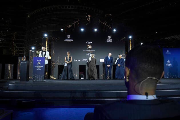 Foto Fabio Ferrari - LaPresse 27 Dicembre 2020 Dubai ( Emirati Arabi ) Dubai Globe Soccer Award 2020 - Dodicesima Edizione. Nella foto: Best player of the Year, Robert Lewandowski. photo Fabio Ferrari - LaPresse December 27, 20720 Dubai (Unated Arab Emirate) Sport Dubai Globe Soccer Award 2020 - 12th Edition. In the pic: Best player of the Year, Robert Lewandowski.  Copyright: xFabioxFerrari LaPressex