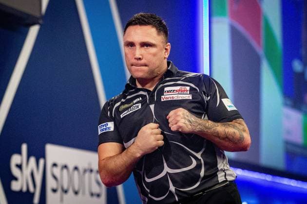 William Hill World Darts Championship 28 12 2020. Gerwyn Price (Wales) reacts during the William Hill World Darts Championship at Alexandra Palace, London, United Kingdom on 28 December 2020. London Alexandra Palace London United Kingdom Editorial use only , Copyright: xIanxStephenx PSI-11383-0112