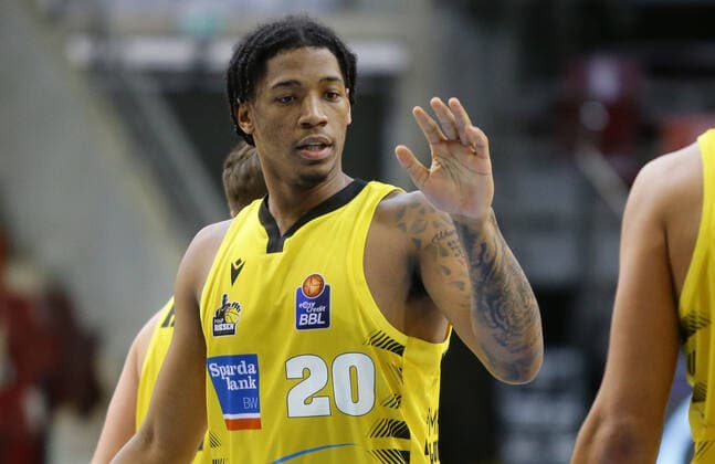 Ludwigsburg , Basketball easyCredit BBL Bundesliga , MHP RIESEN Ludwigsburg vs. Hamburg Towers , Desi Rodriguez ( Riesen )