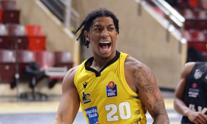 Ludwigsburg , Basketball easyCredit BBL Bundesliga , MHP RIESEN Ludwigsburg vs. Hamburg Towers , Desi Rodriguez ( Riesen )