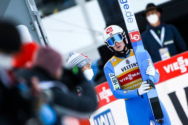 Ski jumping, Skispringen, Ski, nordisch - FIS WC Garmisch-Partenkirchen GARMISCH-PARTENKIRCHEN,GERMANY,01.JAN.21 - NORDIC SKIING, SKI JUMPING - FIS World Cup, Four Hills Tournament, large hill. Image shows Halvor Egner Granerud (NOR). GEPAxpictures xMaticxKlansek