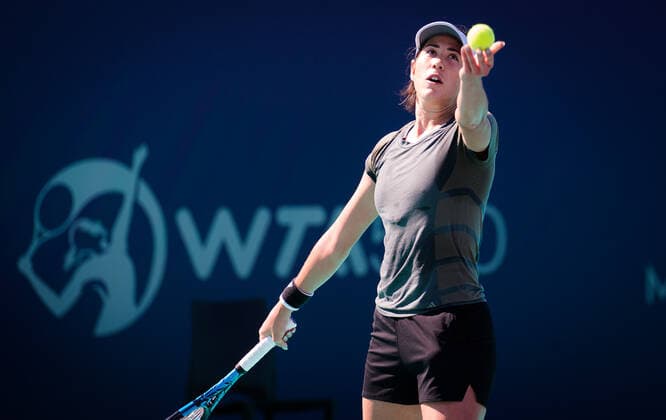 January 4, 2021, Abu Dhabi, UNITED ARAB EMIRATES: Garbine Muguruza of Spain during practice ahead of the 2021 Abu Dhabi WTA, Tennis Damen Womens Tennis Open WTA 500 tournament. Abu Dhabi UNITED ARAB EMIRATES - ZUMAa181 20210104_zaa_a181_017 Copyright: xRobxPrangex
