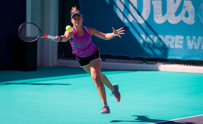 January 4, 2021, Abu Dhabi, UNITED ARAB EMIRATES: Nadia Podoroska of Argentina during practice ahead of the 2021 Abu Dhabi WTA, Tennis Damen Womens Tennis Open WTA 500 tournament. Abu Dhabi UNITED ARAB EMIRATES - ZUMAa181 20210104_zaa_a181_030 Copyright: xRobxPrangex