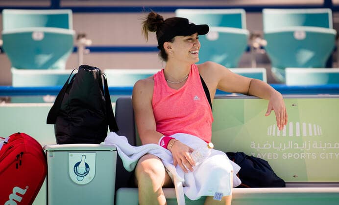 January 4, 2021, Abu Dhabi, UNITED ARAB EMIRATES: Maria Sakkari of Greece during practice ahead of the 2021 Abu Dhabi WTA, Tennis Damen Womens Tennis Open WTA 500 tournament. Abu Dhabi UNITED ARAB EMIRATES - ZUMAa181 20210104_zaa_a181_057 Copyright: xRobxPrangex
