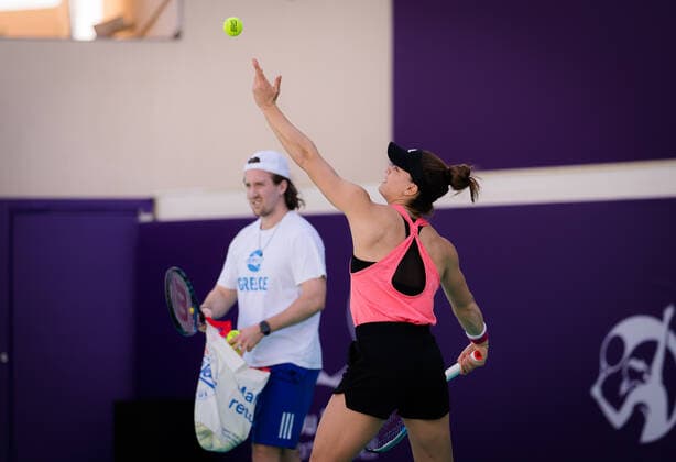 January 4, 2021, Abu Dhabi, UNITED ARAB EMIRATES: Maria Sakkari of Greece during practice ahead of the 2021 Abu Dhabi WTA, Tennis Damen Womens Tennis Open WTA 500 tournament. Abu Dhabi UNITED ARAB EMIRATES - ZUMAa181 20210104_zaa_a181_059 Copyright: xRobxPrangex