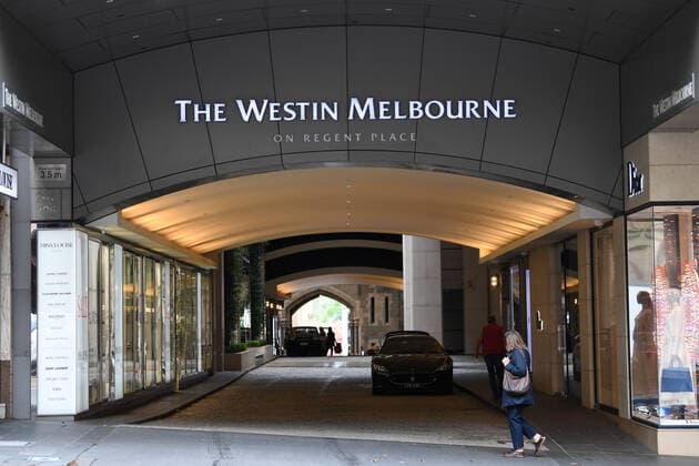 VICTORIA CORONAVIRUS COVID19, General view of The Westin Melbourne hotel in Melbourne, Tuesday, January 5, 2021. A replacement hotel has been found to quarantine international tennis players ahead of next month s Australian Open after the contract with The Westin in Melbourne was cancelled. ( NO ARCHIVING, EDITORIAL USE ONLY, NO USE IN BOOKS WITHOUT CONSENT MELBOURNE VIC AUSTRALIA  Copyright: xJAMESxROSSx 20210105001511902710