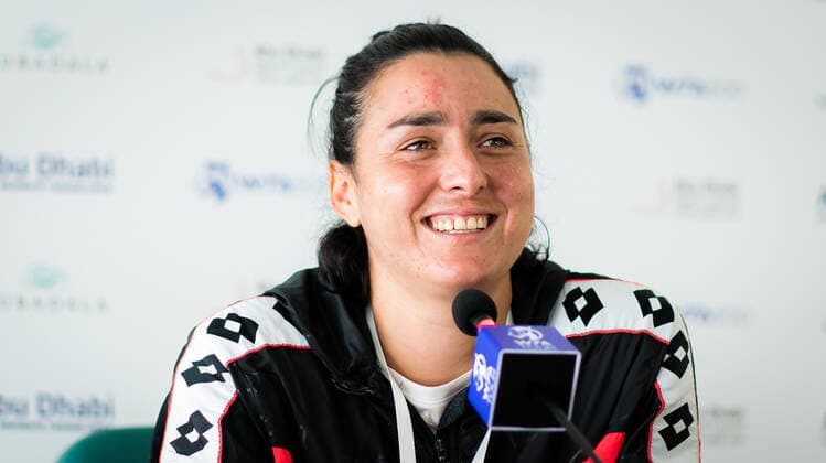 January 5, 2021, Abu Dhabi, UNITED ARAB EMIRATES: Ons Jabeur of Tunisia talks to the media ahead of the 2021 Abu Dhabi WTA, Tennis Damen Womens Tennis Open WTA 500 tournament. Abu Dhabi UNITED ARAB EMIRATES - ZUMAa181 20210105_zaa_a181_100 Copyright: xRobxPrangex