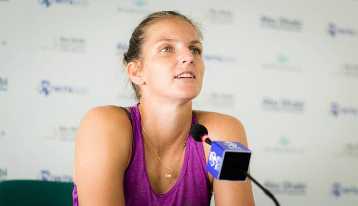January 5, 2021, Abu Dhabi, UNITED ARAB EMIRATES: Karolina Pliskova of the Czech Republic talks to the media ahead of the 2021 Abu Dhabi WTA, Tennis Damen Womens Tennis Open WTA 500 tournament. Abu Dhabi UNITED ARAB EMIRATES - ZUMAa181 20210105_zaa_a181_105 Copyright: xRobxPrangex