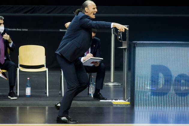 05.01.2021, xfrx, Basketball EuroLeague, Alba Berlin - BASKONIA VITORIA emspor, v.l. Trainer Dusko Ivanovic (Baskonia Vitoria) (DFL DFB REGULATIONS PROHIBIT ANY USE OF PHOTOGRAPHS as IMAGE SEQUENCES and or QUASI-VIDEO) Berlin