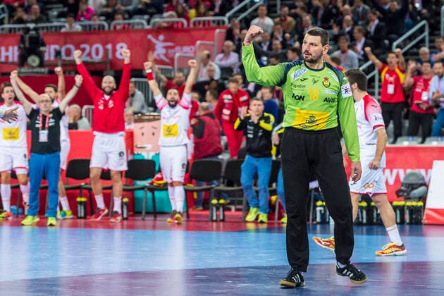 Zagreb, Kroatien 26. Januar 2018: EHF EM - 2018 - Halbfinale - Frankreich vs. Spanien Torhueter Arpad Sterbik (Spanien) Jubel Freude Emotion Arena Zagreb Copyright: xFotostandx xWolfx