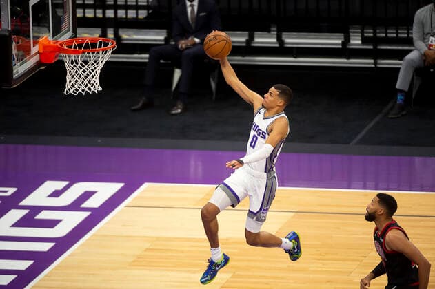 January 6, 2021, Sacramento, CA, USA: Sacramento Kings guard Tyrese Haliburton (0) scores a layup during a game at the Golden 1 Center on Wednesday, Jan 6, 2021 in Sacramento. Sacramento USA - ZUMAj89_ 0109544446st Copyright: xPaulxKitagakixJr.x
