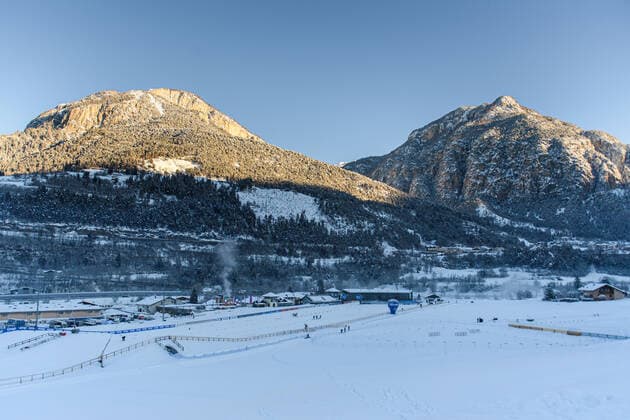 210107 General view over Lago di Tesero Cross Country Stadium ahead of a training session on day 7 of Tour de Ski on January 7, 2021 in Val di Fiemme. Photo: Maxim ThorÃ BILDBYRAN kod MT MT0106 skidor cross-country skiing tour de ski day 7 training session bbeng träning *** 210107 General view over Lago di Tesero Cross Country Stadium ahead of a training session on day 7 of Tour de Ski on January 7, 2021 in Val di Fiemme Photo Maxim ThorÃ BILDBYRAN kod MT MT0106 skidor cross country skiing tour de ski day 7 training session bbeng exercise,  Copyright: MAXIMxTHORE BB210107BB168