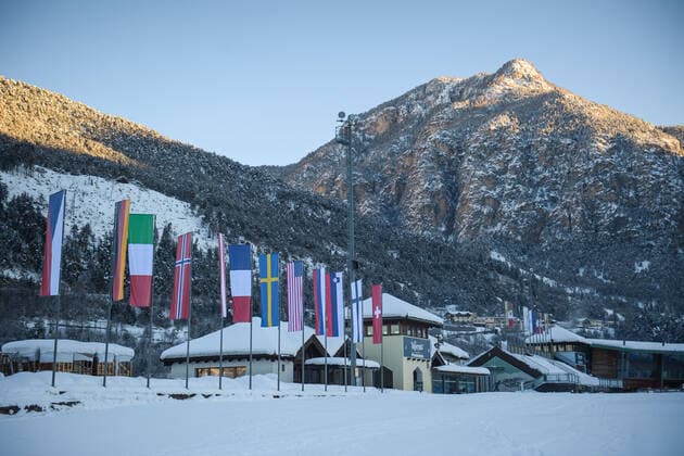 210107 General view over Lago di Tesero Cross Country Stadium ahead of a training session on day 7 of Tour de Ski on January 7, 2021 in Val di Fiemme. Photo: Maxim ThorÃ BILDBYRAN kod MT MT0106 skidor cross-country skiing tour de ski day 7 training session bbeng träning *** 210107 General view over Lago di Tesero Cross Country Stadium ahead of a training session on day 7 of Tour de Ski on January 7, 2021 in Val di Fiemme Photo Maxim ThorÃ BILDBYRAN kod MT MT0106 skidor cross country skiing tour de ski day 7 training session bbeng exercise,  Copyright: MAXIMxTHORE BB210107BB434