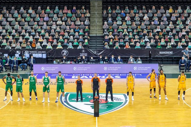 2021-01-08 Kaunas Lithuania. Basketball team Zalgiris Kaunas plays vs Khimki Moscow region Euroleague game at Zalgiris arena in Kaunas on Friday 8 of January 2021. Kaunas Lithuania  Copyright: xKarolisxKavolelisx Euroleague basketball