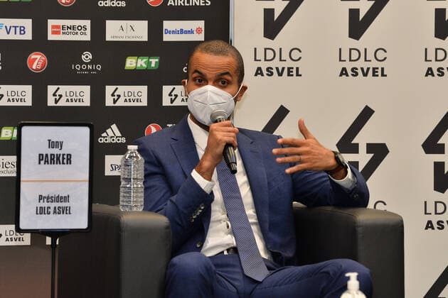 Tony Parker (apresident asvel) BASKETBALL : Conference de presse LDLC ASVEL - Euroleague - 08 01 2021 FredericChambert Panoramic 