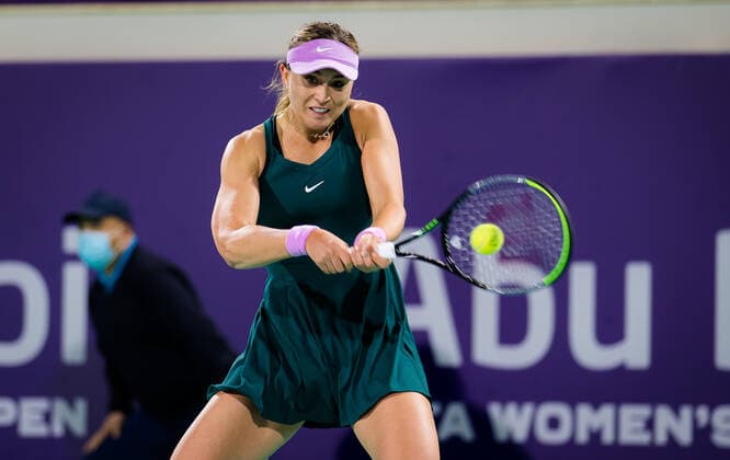 January 8, 2021, Abu Dhabi, UNITED ARAB EMIRATES: Paula Badosa of Spain in action during her second round match at the 2021 Abu Dhabi WTA, Tennis Damen Womens Tennis Open WTA 500 tournament Alize Cornet of France Abu Dhabi UNITED ARAB EMIRATES - ZUMAa181 20210108_zaa_a181_200 Copyright: xRobxPrangex