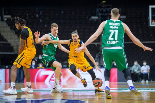 2021-01-08 Kaunas Lithuania. Basketball team Zalgiris Kaunas plays vs Khimki Moscow region Euroleague game at Zalgiris arena in Kaunas on Friday 8 of January 2021. ALEXEY SHVED. Kaunas Lithuania  Copyright: xKarolisxKavolelisx Euroleague basketball