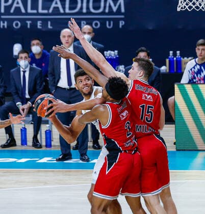 MATCH Jornada 18 Euroleague Masculino Madrid Real Madrid vs Olimpia Milano Edy Tavares Zach Leday Kaleb Tarczewski Madrid Madrid Spain Baloncesto Copyright: xAlbaxPachecox