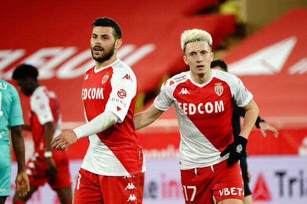 Kevin Volland (AS Monaco) - Aleksandr Golovin (AS Monaco) FOOTBALL : AS Monaco vs Angers - Monaco - 09 01 2021 NorbertScanella PanoramiC 