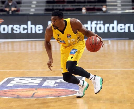 Yorman Polas Bartolo (Riesen) . MHP Riesen Ludwigsburg vs.ratiopharm Ulm . Basketball-Bundesliga 2020-2021. Ludwigsburg , GER, 09.01.2021,