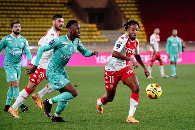 Gelson Martins (AS Monaco) - Souleyman Doumbia (SCO Angers) FOOTBALL : AS Monaco vs Angers - Monaco - 09 01 2021 NorbertScanella PanoramiC 