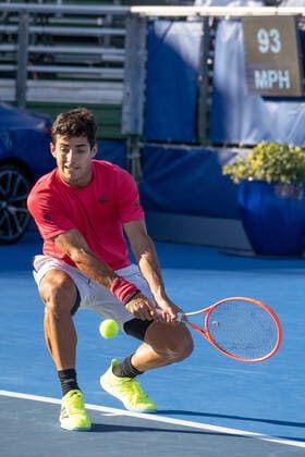 DELRAY BEACH, FL - JANUARY 9: Cristian Garin (CHI) competes during the second round of singles at the ATP, Tennis Herren Delray Beach Open on January 9, 2021 at the Delray Beach Stadium & Tennis Center in Delray Beach, Florida.(Photo by Aaron Gilbert Icon Sportswire) TENNIS: JAN 09 Delray Beach Open Icon210109134