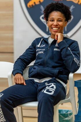 Neuzugang Deeshyra Thomas (03, GISA Lions SV Halle) aus den USA GISA Lions SV Halle vs. Rutronik Stars Keltern Basketball - 1. Bundesliga - ERDGAS Sportarena Halle (Saale) 10.01.2021 Foto: Holger John Sachsen-Anhalt Deutschland