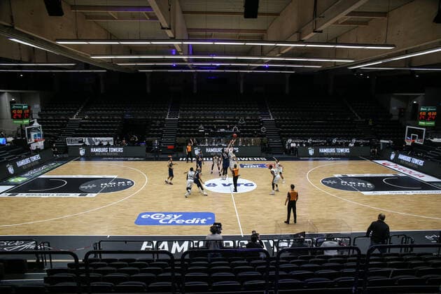 Basketball: Deutschland, 1. Bundesliga, Hamburg Towers - HAKRO Merlins Crailsheim, Hamburg, 10.01.2021 edel-optics-Arena, keine Zuschauer