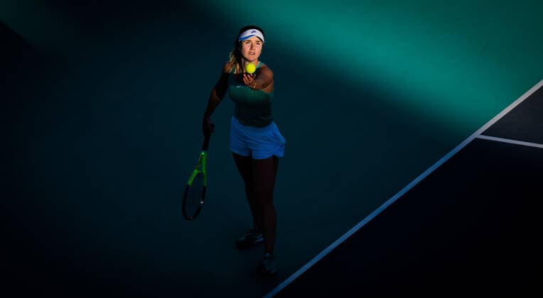 January 11, 2021, Abu Dhabi, UNITED ARAB EMIRATES: Elina Svitolina of Ukraiine in action during her quarter final match at the 2021 Abu Dhabi WTA, Tennis Damen Womens Tennis Open WTA 500 tournament against Veronika Kudermetova of Russia Abu Dhabi UNITED ARAB EMIRATES - ZUMAa181 20210111_zaa_a181_137 Copyright: xRobxPrangex