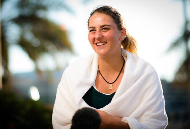 January 11, 2021, Abu Dhabi, UNITED ARAB EMIRATES: Marta Kostyuk of Ukraine talks to the media after winning her quarter final match at the 2021 Abu Dhabi WTA, Tennis Damen Womens Tennis Open WTA 500 tournament. Abu Dhabi UNITED ARAB EMIRATES - ZUMAa181 20210111_zaa_a181_146 Copyright: xRobxPrangex