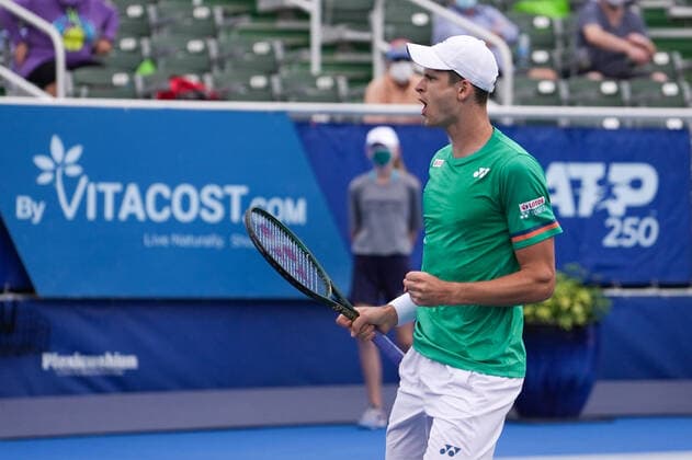 January 11, 2021, Delray Beach, Florida, United States: Delray Beach, FL - January 11: Hubert Hurkacz(POL) defeats Roberto Quiroz(ECU) 64 64 during their Quarter-Finals match at the 2021 Delray Beach Open by Vitacost.com. Delray Beach United States - ZUMApa3_ 0109732593st Copyright: xAndrewxPatronx