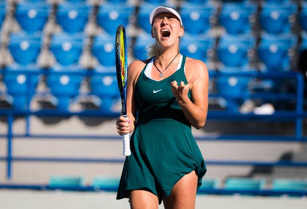 Sport Bilder des Tages January 12, 2021, Abu Dhabi, UNITED ARAB EMIRATES: Marta Kostyuk of Ukraine in action during her semifinal match at the 2021 Abu Dhabi WTA, Tennis Damen Womens Tennis Open WTA 500 tournament against Veronika Kudermetova of Russia Abu Dhabi UNITED ARAB EMIRATES - ZUMAa181 20210112_zaa_a181_049 Copyright: xRobxPrangex